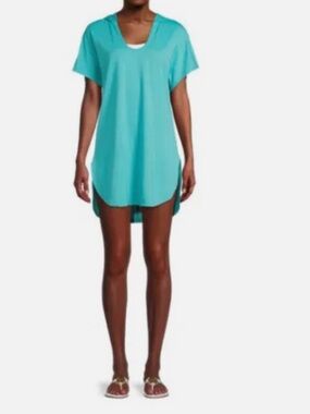Time and Tru Aqua V‑Neck Swim Coverup Tunic
